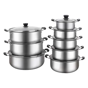 Stainless Steel Cooking Pots And Pans Factory Direct Wholesale Metal Hot Pot Casserole Stockpot For Kitchen