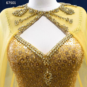 Rsm67501 Vestido de Lentejuelas para Mujer, Nuevo Modelo 2022, Diseño Personalizado con Escamas de Pez, Color Amarillo, Chal Desmontable - Product Image 6