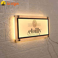 Enseigne lumineuse LED ronde personnalisée en acrylique, logo rétroéclairé, enseigne murale, halo lumineux blanc chaud pour salon, boutique, bureau