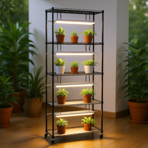 Soporte de plantas de interior de 5 niveles y 71 pulgadas de altura con luces LED T5 de espectro completo para macetas, para el crecimiento de plantas de interior - Product Image 2
