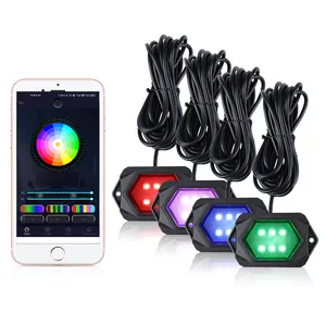 Giá bán buôn RGB Trail Rig ánh sáng 4 vỏ 8 vỏ RGB LED Rock nhẹ vỏ Kit underbody đá ánh sáng 12V 6 Wát cho xe tải xe máy