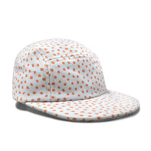 Casquette d'été unisexe pour enfants, protection UV, 5 panneaux, sergé, imprimé à pois vintage, visière plate, 100% coton, respirante et ajustable - Product Image 3
