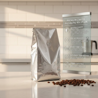 Sacs d'emballage alimentaire personnalisés en Mylar durable, à fond plat, en aluminium, sous vide, avec valve alimentaire, épaisseur 200 µm