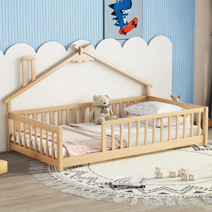 <span class=keywords><strong>Cama</strong></span> <span class=keywords><strong>Montessori</strong></span> de madera maciza para niños, diseño contemporáneo moderno de Color personalizado con almacenamiento, <span class=keywords><strong>cama</strong></span> de bebé de tamaño <span class=keywords><strong>doble</strong></span> para niños pequeños - Product Image 1