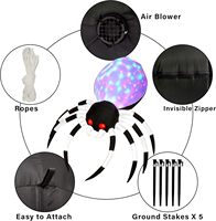 Décoration d'Halloween pour adultes, araignée gonflable de 6 pieds, lumières LED colorées, yeux rouges brillants, sans batterie, décorations intérieures/extérieures