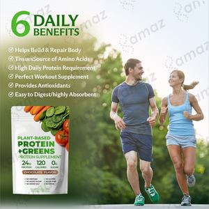 AMAZ Fabrication de produits de marque privée Fournisseur de protéines végétales + Super Greens Complément alimentaire pour la croissance musculaire Poudre de protéines biologique - Product Image 3