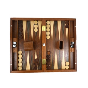 Grosir Pabrik set permainan backgammon kayu mewah 38cm 15 inci kotak papan backgammon logo kustom untuk permainan perkembangan meja