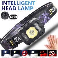 Lampe frontale LED portable Lampe frontale rechargeable haute puissance Lampe de poche de pêche USB