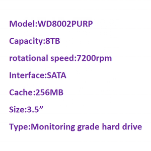 จำหน่ายส่ง ฮาร์ดดิสก์ WD8002PURP สีม่วง รุ่น Pro ความจุ 8TB 7200 RPM แคช 256MB SATA 6.0Gb/s ขนาด 3.5 นิ้ว ของแท้ ใหม่ - Product Image 2