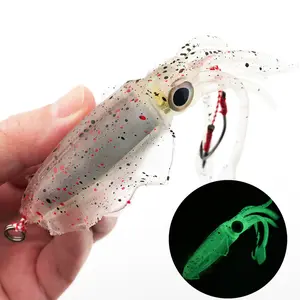 Cebo Artificial suave de 60g y 15cm, señuelo de calamar de Jigging lento con cabeza de plomo de pulpo con gancho de asistencia para pesca en río y mar