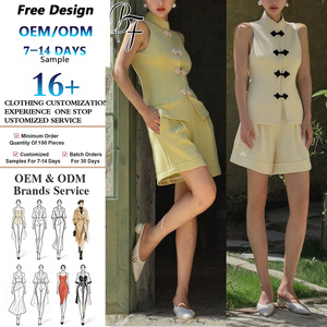 Conjunto de Chaleco sin Mangas y Pantalones Cortos para Mujer: Estilo Chino con Botones de Rana - Color y Talla Personalizables - Product Image 1