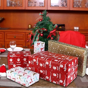 Christmas Gift <b>Wrapping</b> <b>Paper</b> Roll Santa Reindeer Snowflakes Pattern Double Sided Recyclable Eco-Friendly Digital Printing <b>Paper</b> - Product Image 3