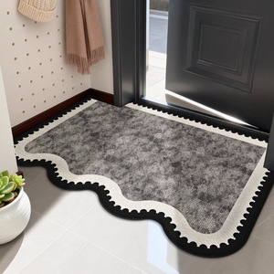 Alfombra de Entrada con Forma Original, de Terciopelo, Lavable, Antideslizante, para la Puerta Principal del Hogar, Diseño Minimalista, Patrón Alienígena, Color Sólido - Product Image 1