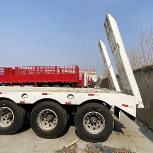 Semirremolque plano bajo de cuello de cisne de 3 <span class=keywords><strong>ejes</strong></span> de carga de <span class=keywords><strong>segunda</strong></span> <span class=keywords><strong>mano</strong></span> Transporte de equipos grandes a la venta - Product Image 3