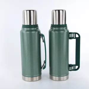 Neue Thermoskanne Vakuum flaschen Edelstahl Sport isolierte Wasser flasche mit Griff Armee grün Thermo kolben