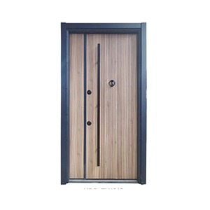 Porte de sécurité à entrée simple en métal pour l'extérieur avec design de panneau vertical en bois - Product Image 5