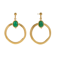 Boucles d'oreilles bijoux en acier inoxydable plaqué or 18 carats à la mode pour dames boucle d'oreille turquoise non allergisée de haute qualité