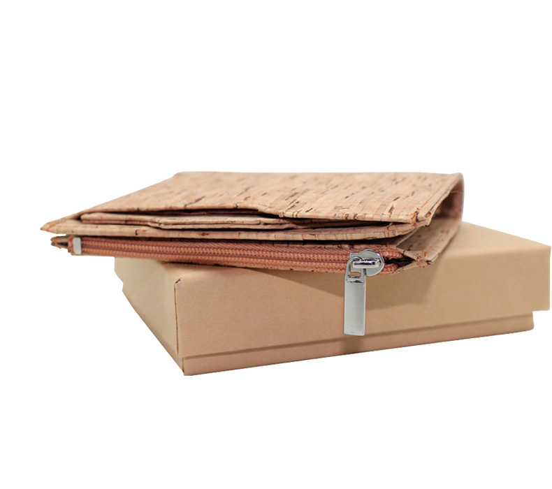 Eco-friendly Natural Customized Logo Vegan Cork ID Card Holder Wallet Minimalist Wallets for Men   Women Passport Case Purse