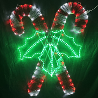 Luces Decorativas Navideñas 2D con Patrón de Bastón, LED Arcoíris, Impermeables IP44, para Exteriores, Paisajes, con Marco de Hierro Metálico