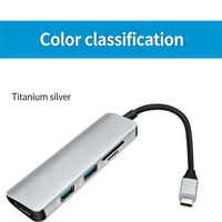 En stock : Hub USB 3.0 5 ports en alliage d'aluminium avec lecteur de cartes SD/Micro SD/TF Type-C pour caméra embarquée et tablettes Android