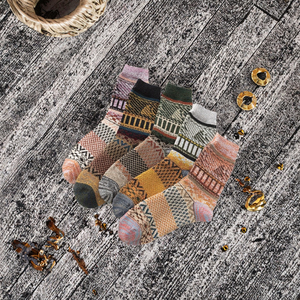 Wholesale Autumn Winter Thickened Warm <strong>Wool</strong> Striped Breathable Knitted Custom National Style Long Retro Women Crew <strong>Socks</strong> - Product Image 3