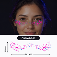Tatouage facial néon trois couleurs Magenta Jaune Bleu Étoile 12 motifs 162x55mm