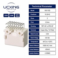 1565373-4 WX-110D Connecteur adaptateur automobile à 16 broches mâle en alliage de cuivre, angle droit 90 degrés, pas de 2,2 mm, 2,5 A, 12 V, PBT