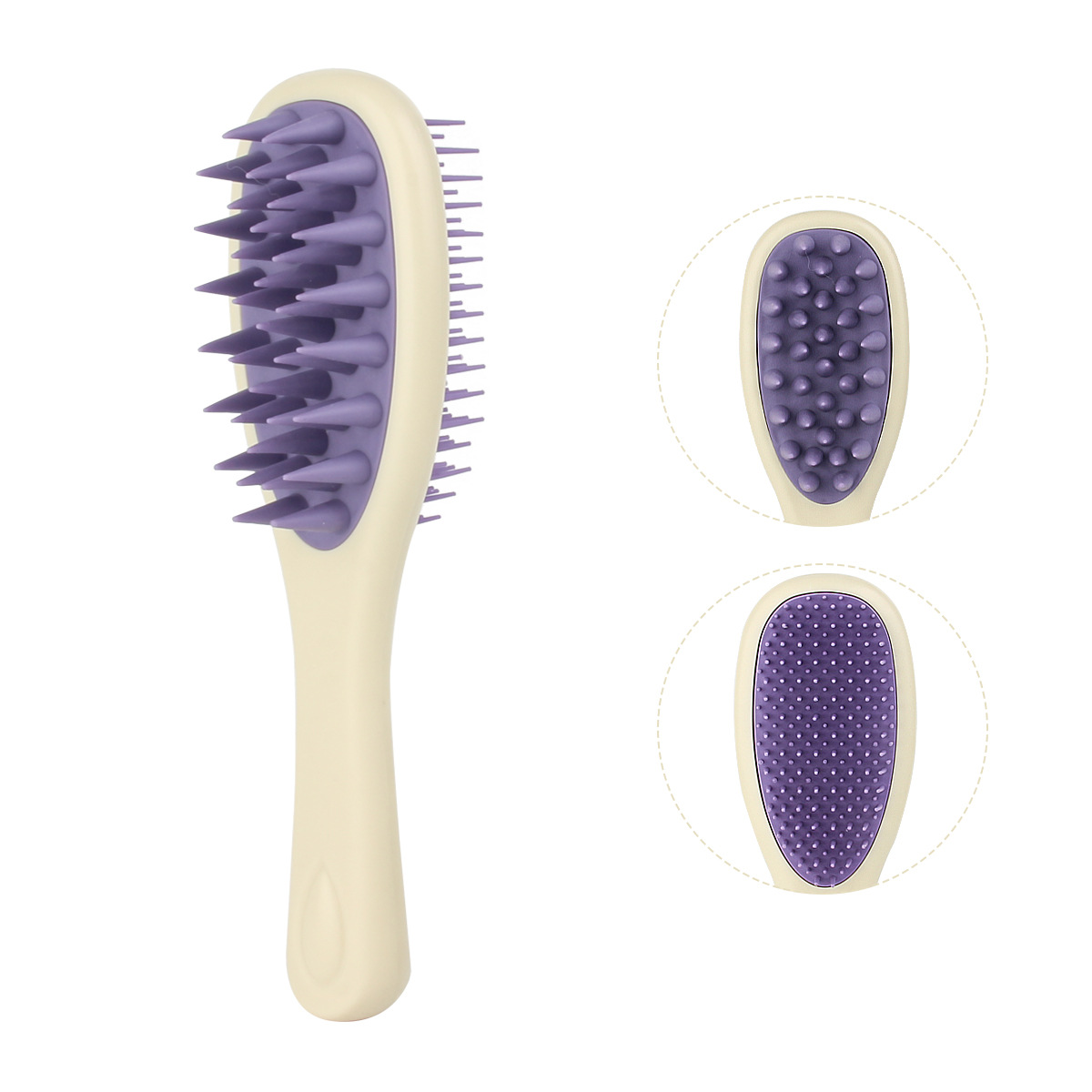 Beige handle purple+purple teeth