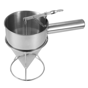 Corong Bola Gurita Kaliber 8mm 600ml Dispenser Masak Stainless Steel untuk Adonan Kue Pancake dengan Rak - Product Image 3