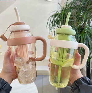 Taza de agua grande para niñas, taza de té con leche de 1300 ml, taza con pajita bonita, tetera de plástico de gran capacidad con té - Product Image 5