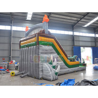 Toboggan aquatique gonflable triple piste Dinosaur Jungle avec piscine, toboggan gonflable pour enfants et adultes, idéal pour les fêtes et les jeux aquatiques commerciaux