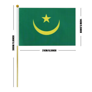 Venta al por mayor 14*21cm Mauritania mano ondeando banderín bandera gran oferta países globales con varilla de madera bandera personalizada - Product Image 2