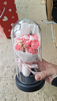 Bouquet de roses artificielles préservées en verre acrylique avec couvercle LED, idéal pour la Saint-Valentin, en dôme de verre - Nouveauté 2025 - Vente Flash
