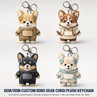 Porte-clés en peluche Corgi Robo Gear personnalisé OEM ODM, jouet doux, cadeau promotionnel, cadeau de culture de marque, commande en gros, technologie IA