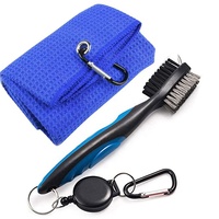 Serviettes de nettoyage de clubs de golf personnalisées en gros avec kit d'outils de brosse pour clubs de golf, en microfibre gaufrée rayée, cadeau de golf pour golfeur