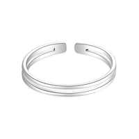 Bagues d'orteil fines et minimalistes en argent sterling 925 pour femmes et filles, bracelet ouvert ajustable, taille 2-4