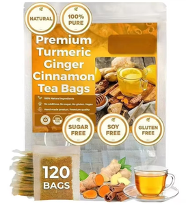 OEM/ODM Personalizado, Bajo MOQ, Té de Cúrcuma, <span class=keywords><strong>Jengibre</strong></span> y Canela Puro y Natural, Mezcla Herbal para Estimular el Metabolismo y la Digestión - Product Image 1