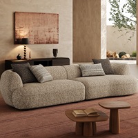 Ensemble de canapés en tissu en forme de L de style Wabi-sabi |   Collection de canapés sectionnels de style Dune, design moderne et minimaliste pour grand salon