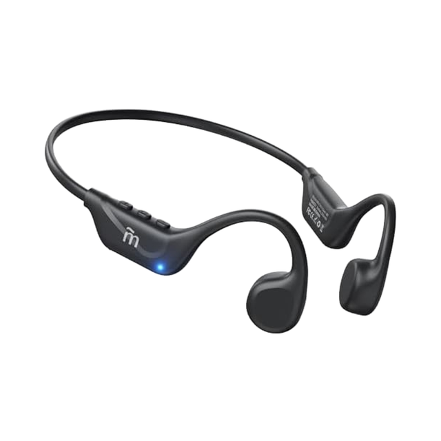 Bone Conduction Wireless Earphones BT 5.4 Mic Waterproof Blue Toof for Black Outdoor Sports LED Battery 10H Playtime