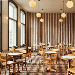 L Shaped Corner Curved Restaurant Booth Banquette Fluted Glass Partition Solid Wood <b>Dining</b> Chair <b>Round</b> Marble Top <b>Dining</b> <b>Table</b> - Product Image 2