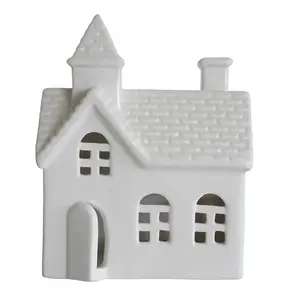 Wholesale Ceramic Christmas Village Houses Figurine With Led Light For Home Decoration Christmas Decoration
