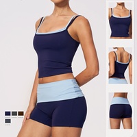 Nouvel ensemble de vêtements de sport pour femmes : débardeurs et shorts athlétiques à revers pour le fitness, le yoga et les loisirs