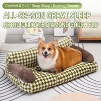 Wasserdichtes Sommer-Hundebett Universell für Alle Jahreszeiten Abnehmbar Waschbar Dick Weich Kariert Polyester Mittelgroßes Hundesofa Haustierbett