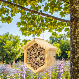 Boîte à abeilles Mason en bois naturel faite à la main Habitat Home Hotel avec tubes en bambou Mason <span class=keywords><strong>Bee</strong></span> House Wood <span class=keywords><strong>Bee</strong></span> Hive - Product Image 5