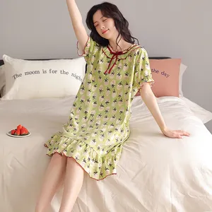 cute new design women pajamas set cotton summer pajama fancy girls nightsuit fat babydoll plus size lady short Women's sleepwear