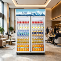 Vitrine réfrigérée à boissons blanche à 3 portes avec éclairage supérieur pour supermarché et magasin de proximité