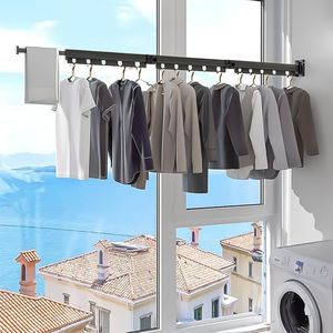 Séchoir à linge pliable mural en aluminium DB 2X 127,5 cm pour balcon extérieur, type moderne sur pied, organisateur de vêtements - Product Image 6