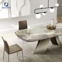 Table de cuisine en gros pour la maison, le bureau ou l'hôtel – Table à manger moderne pour appartement avec pieds en fer extensibles et plateau en céramique