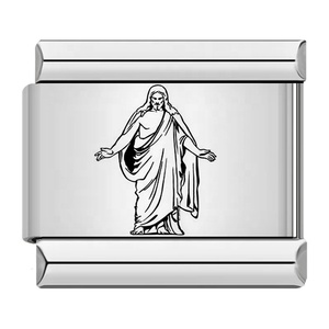 Breloques en gros pour bracelets, religieuses chrétiennes, en acier inoxydable électroplaqué, avec motifs mains en prière, croix et Jésus découpés au laser, style italien - Product Image 3