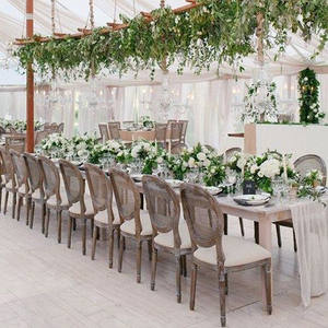 Chaise de banquet de <span class=keywords><strong>mariage</strong></span> en bois de location d'événement de dos ovale rond de style français - Product Image 4